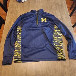 Michigan Wolverines Colosseum 1/4 Zip Pullover Men's XL Blue/Camo NCAA